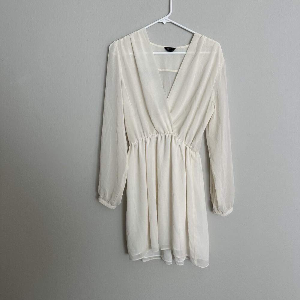 Topshop Womens V Neck Crop Overlay Sheer Dress Sleeveless A-Line Size 6 Ivory